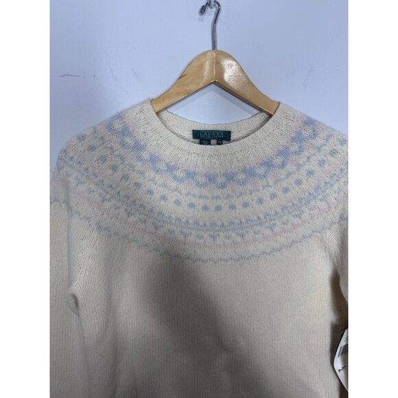 Vintage Lauren Ralph Lauren Antique Ivory Fair Isle Lambswool Sweater NWT - Picture 8 of 9